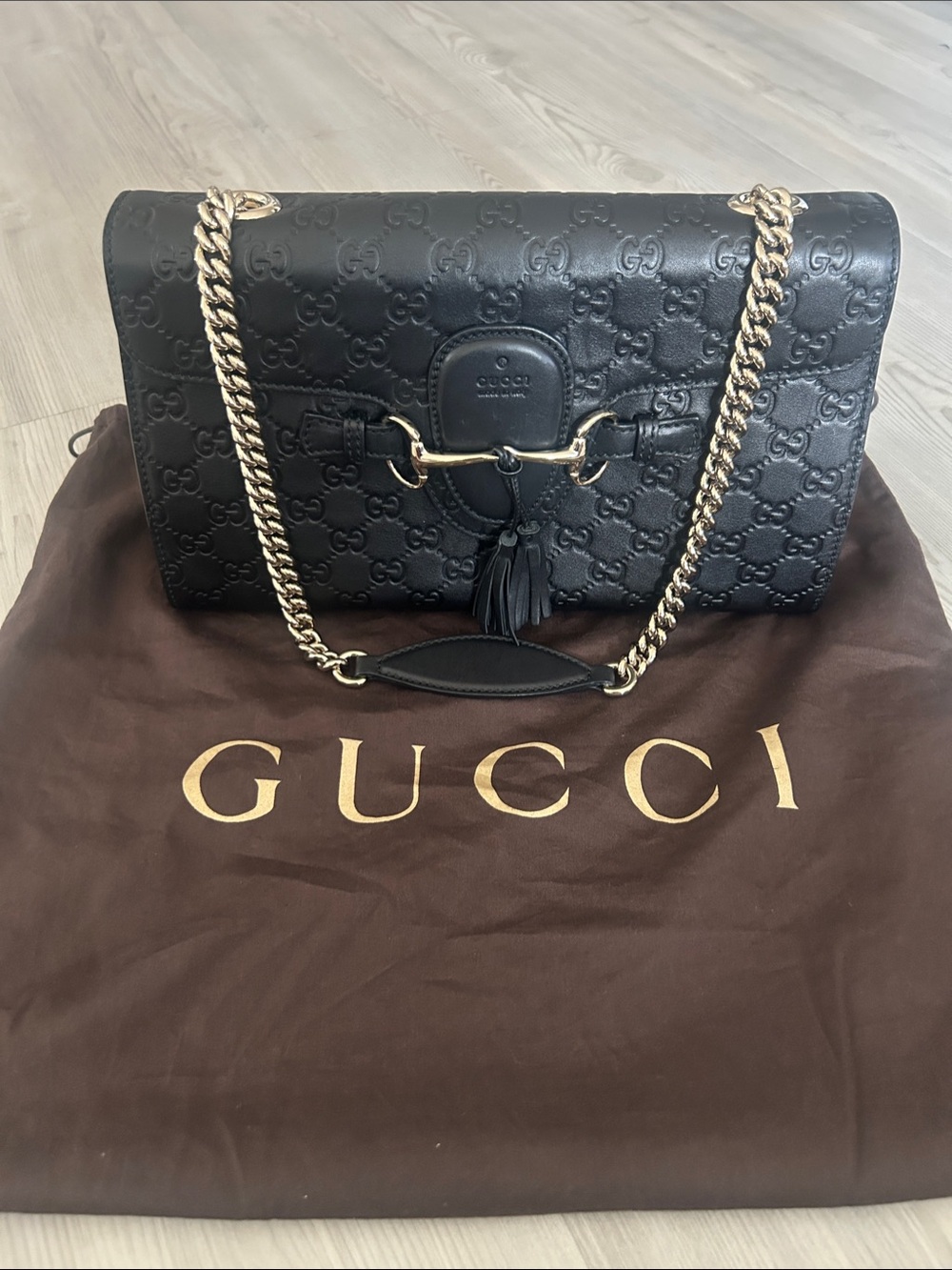 Gucci Guccissima Leather Emily Chain Shoulder Bag
